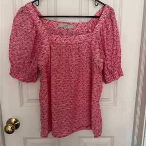 LOFT Women's Pink Floral Top